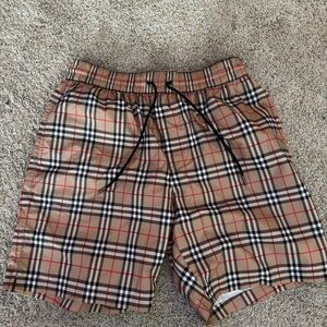 Burberry Beige and Black Plaid Shorts
